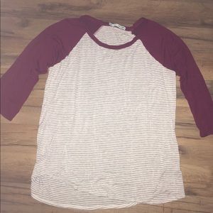 Burgundy and Grey striped tee, super comfy!